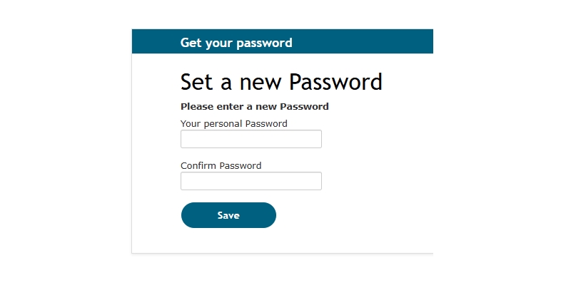 A screenshot of the set a new password screen