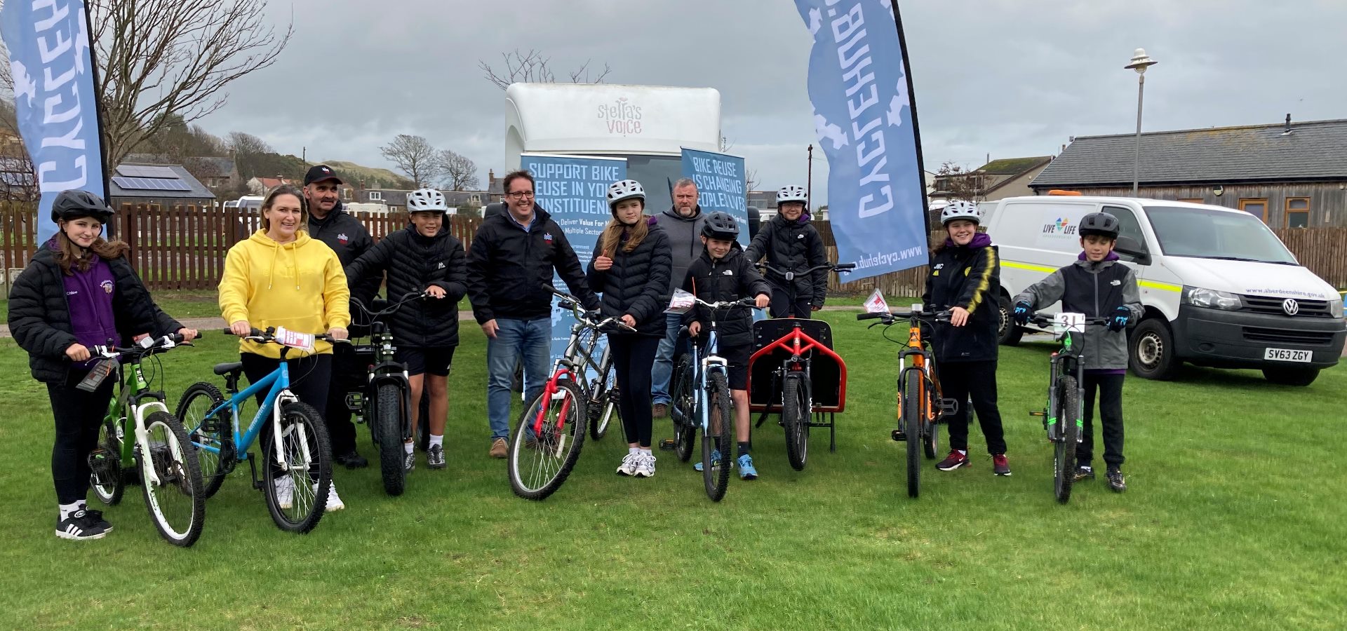 A group of people on their bikes
