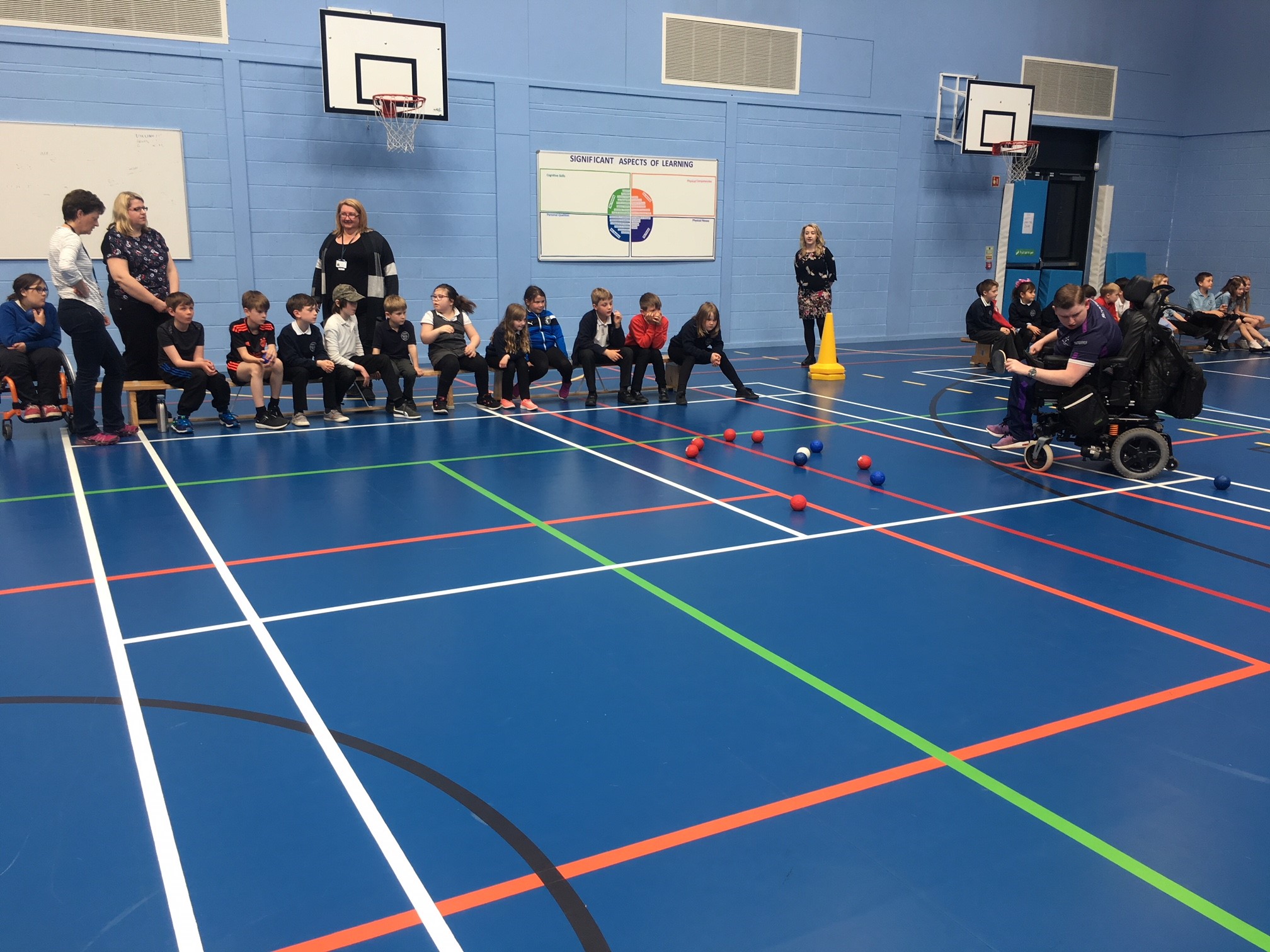 Group of people playing boccia