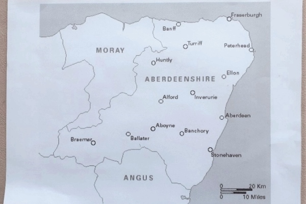example map of the north east with the outline of the coast in black