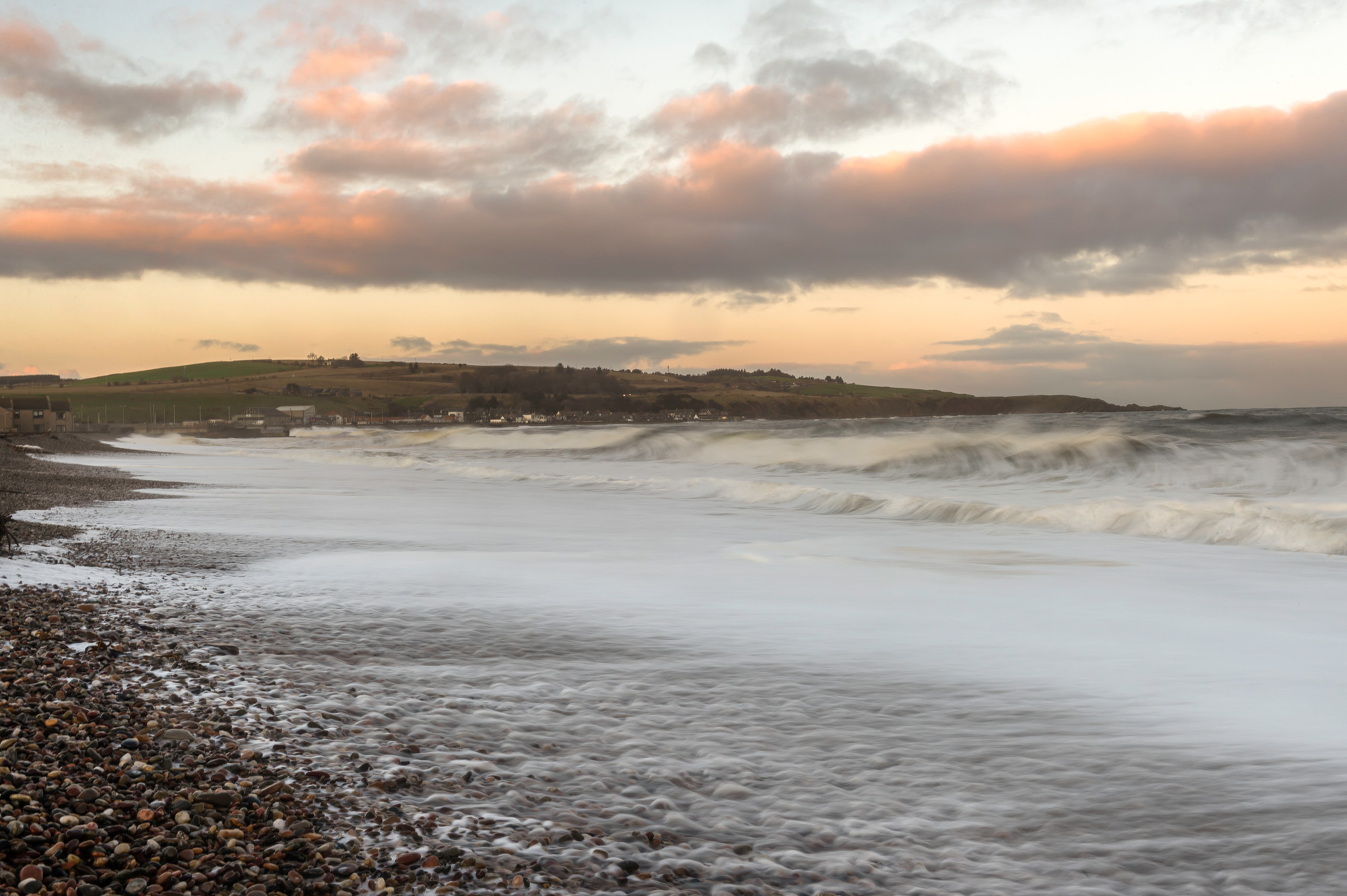 A stormy scene on an Aberdeenshire beach.