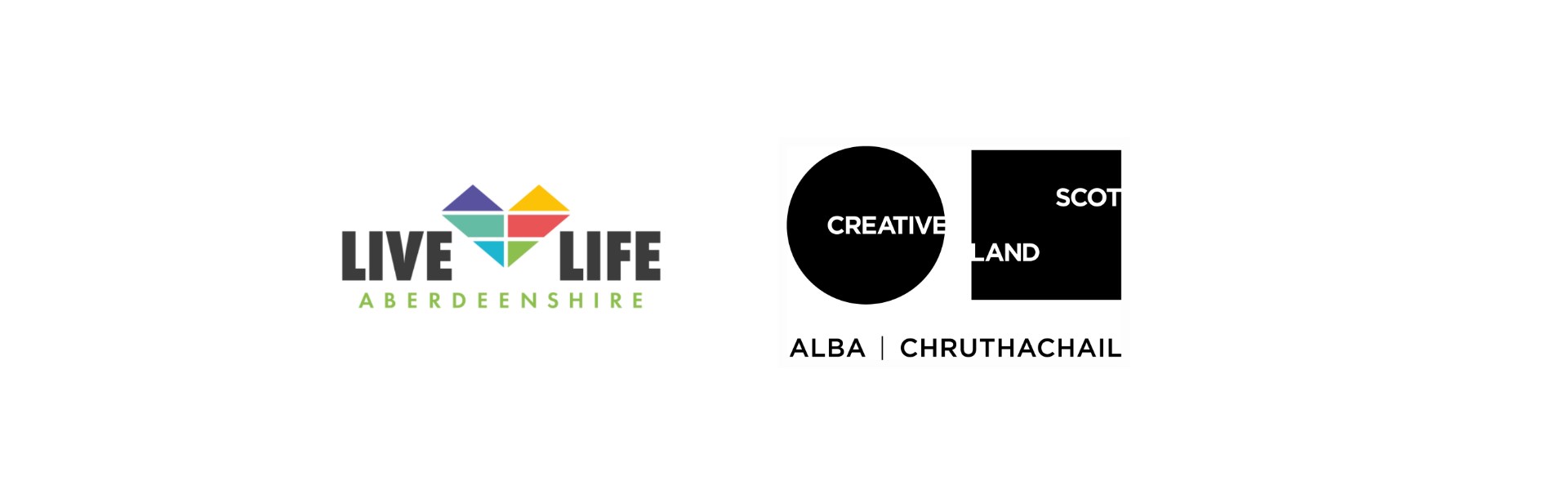Live Life Aberdeenshire logo and Creative Scotland logo