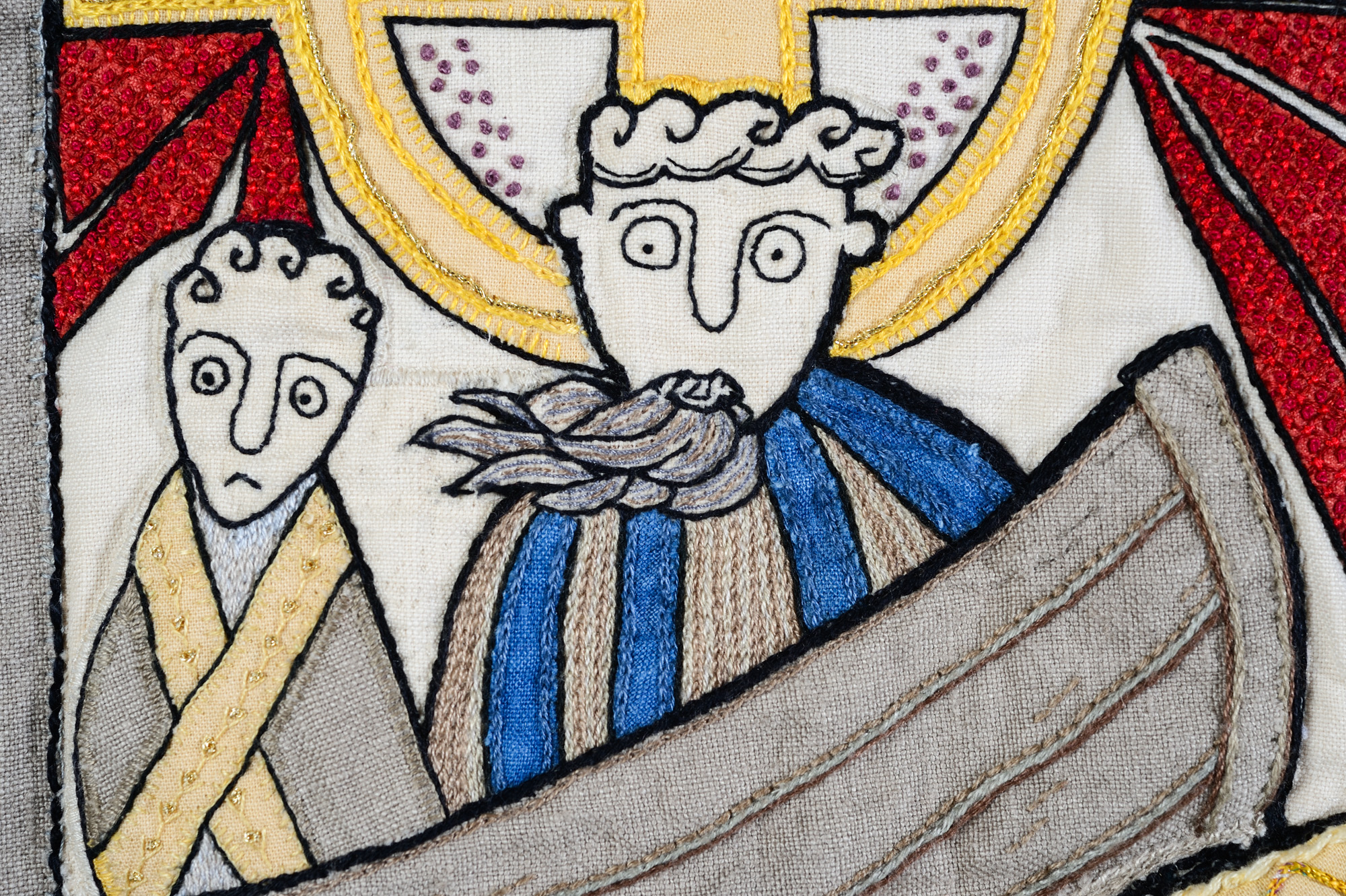 Embroidered St Drostan and St Columba