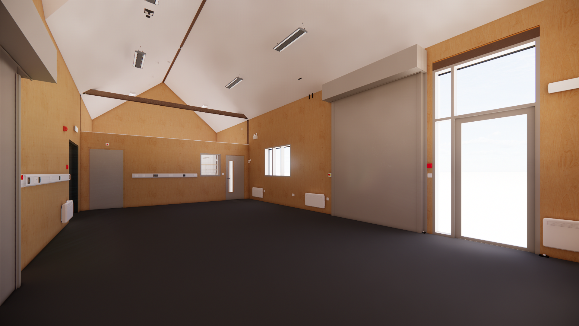 An artist impression of the activity room towards the office